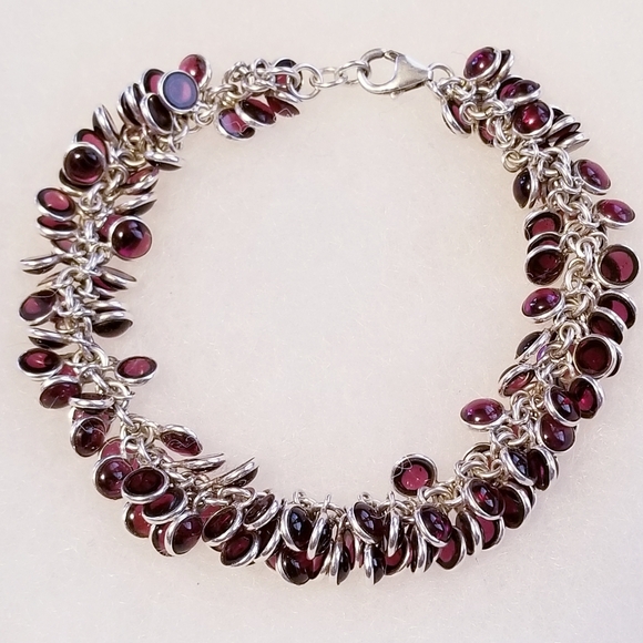 RARE Silpada Sterling Silver & Garnet Cha Cha Bracelet - Picture 5 of 12